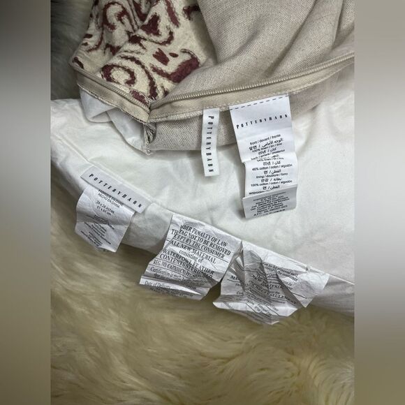 Pottery Barn Reilley Embroidered red throw Pillow w/ feather insert. - Picture 7 of 9